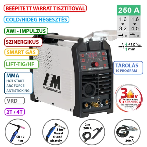 002250LC_2 MASTRO TIG-250 DC COLD hegesztő inverter varrattisztítóval