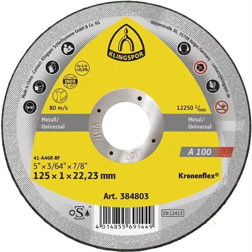384803 Vágókorong 125x1mm KLINGSPOR A100