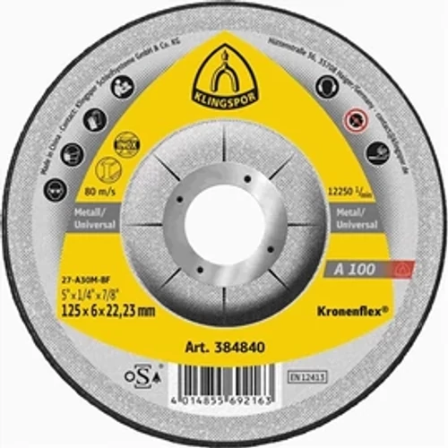 384840 Csiszolókorong 125x6mm KLINGSPOR A100