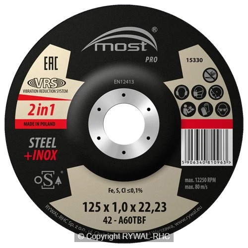 most_prosteel_inox  Vágókorong MOST PRO METAL+INOX 230x1,9mm